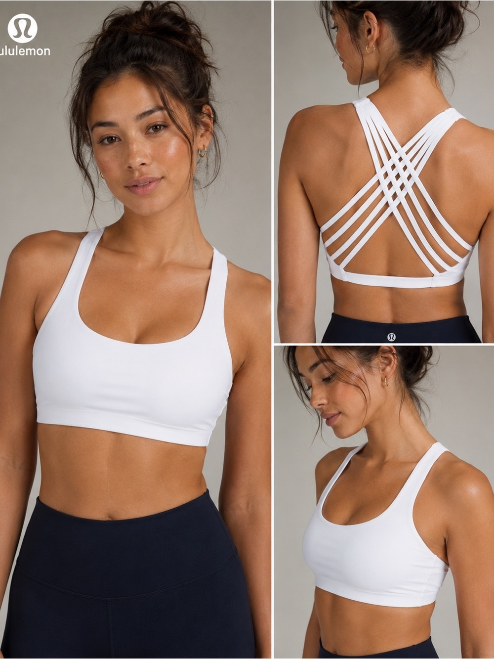Lululemon Free To Be Strappy Bra White Size 40C yoga gym sports bra